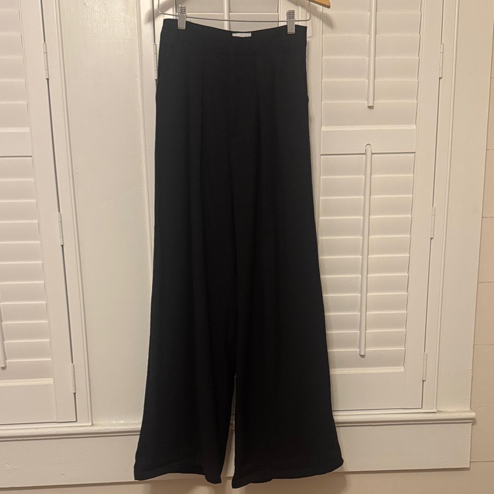 Wide-Leg High-Rise Black Palazzo Pants